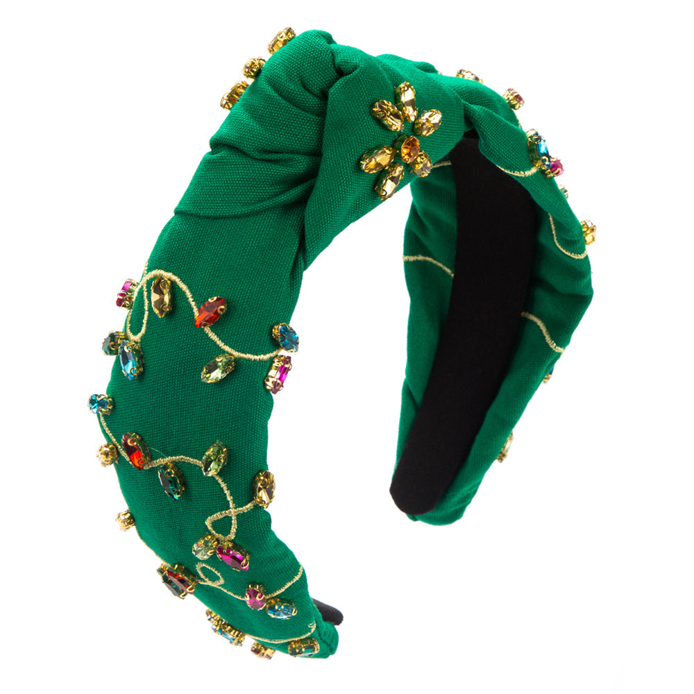 Wholesale Baroque Hand-stitched Glass Diamond Flower Headband